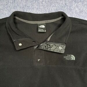 The North Face Mens Fleece Pullover Shirt‎ Black XL Snap Collar Embroidered Logo